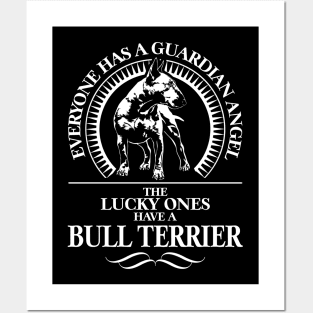 English Bull Terrier Guardian Angel dog sayings Posters and Art